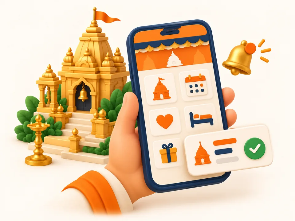 Temple mobile app illustration